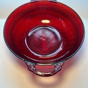 Anchor Hocking Red Glass Serving Bowl